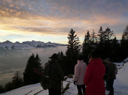 Abendstimmung im Winter bei einer Wilderer Wanderung